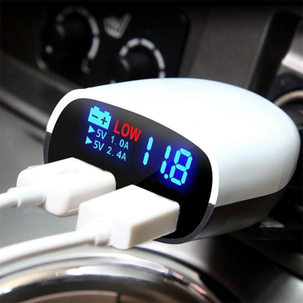 Universal Dual USB Car Charger With LED Display