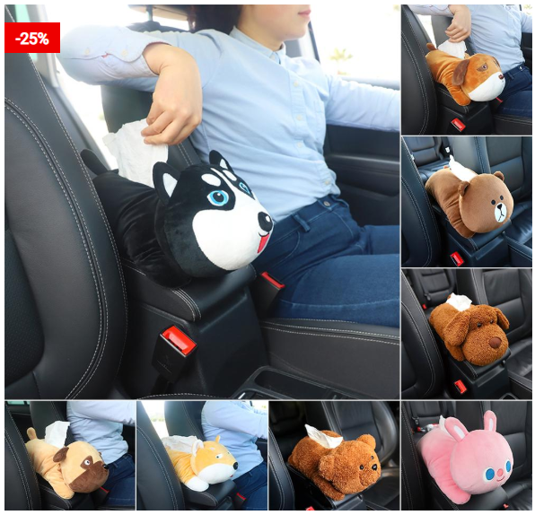 Car Tissue Holder Cute Plushy Design