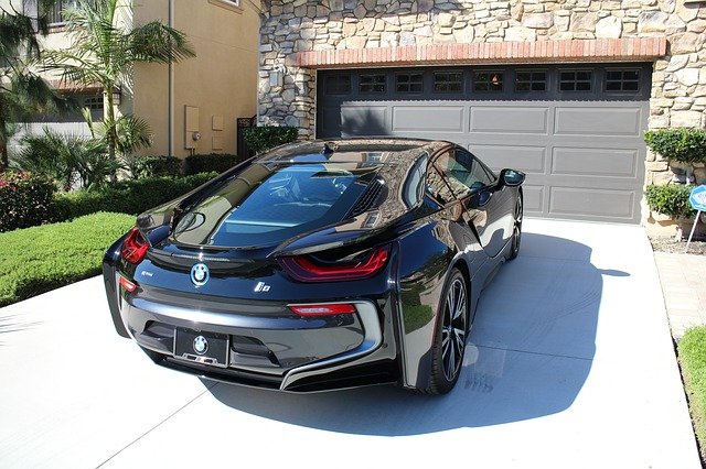 A car parked in front of a house